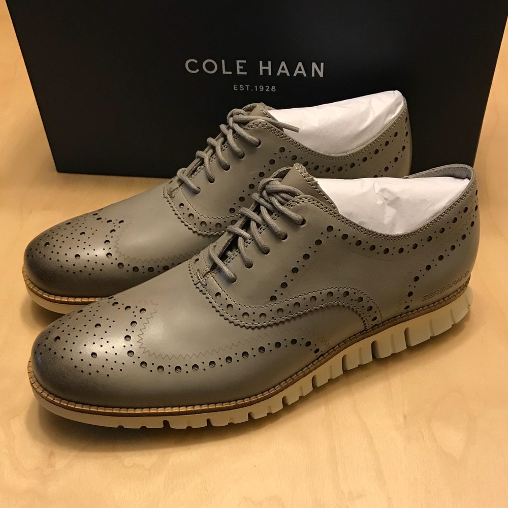 NEW Men’s Cole Haan ZEROGRAND Wing Tip Gray Shoes - Picture 5 of 8